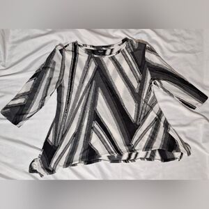 Simply Vera Vera Wang Black & White Geometric Striped Long-Sleeve Top